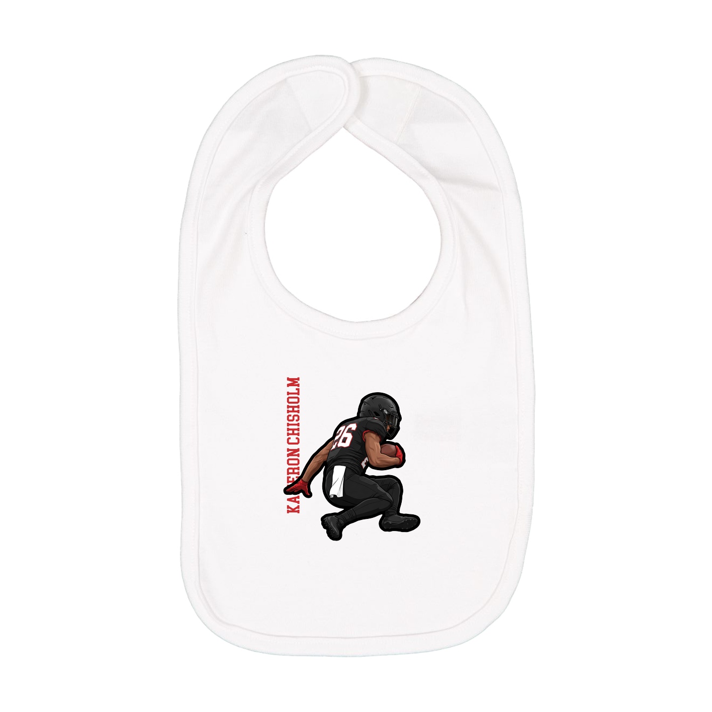 Infant Bib — Name Vertical in White