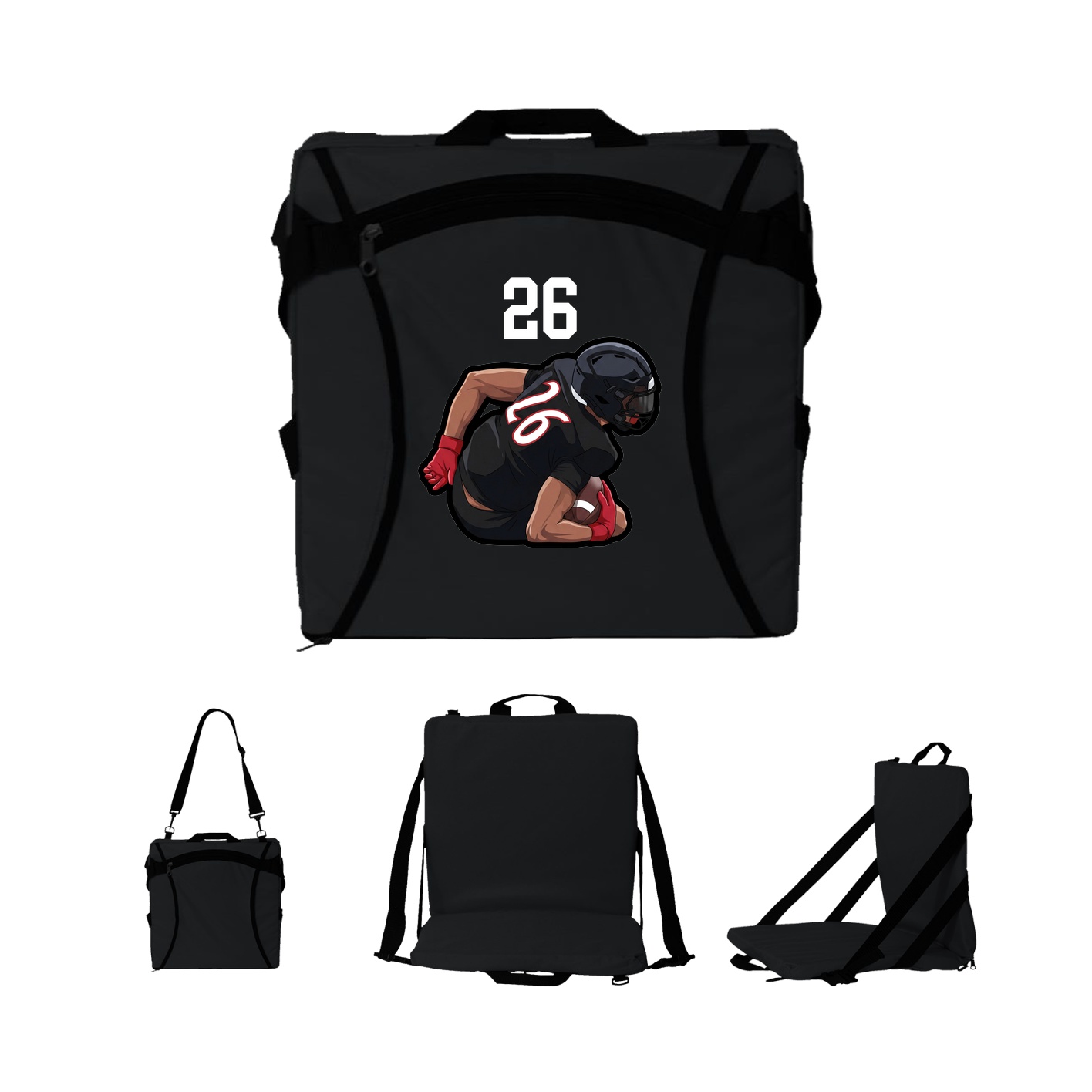 Folding Stadium Seat — Number Top in Black