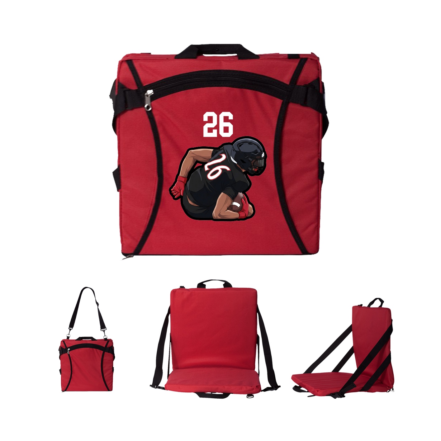 Folding Stadium Seat — Number Top in Red