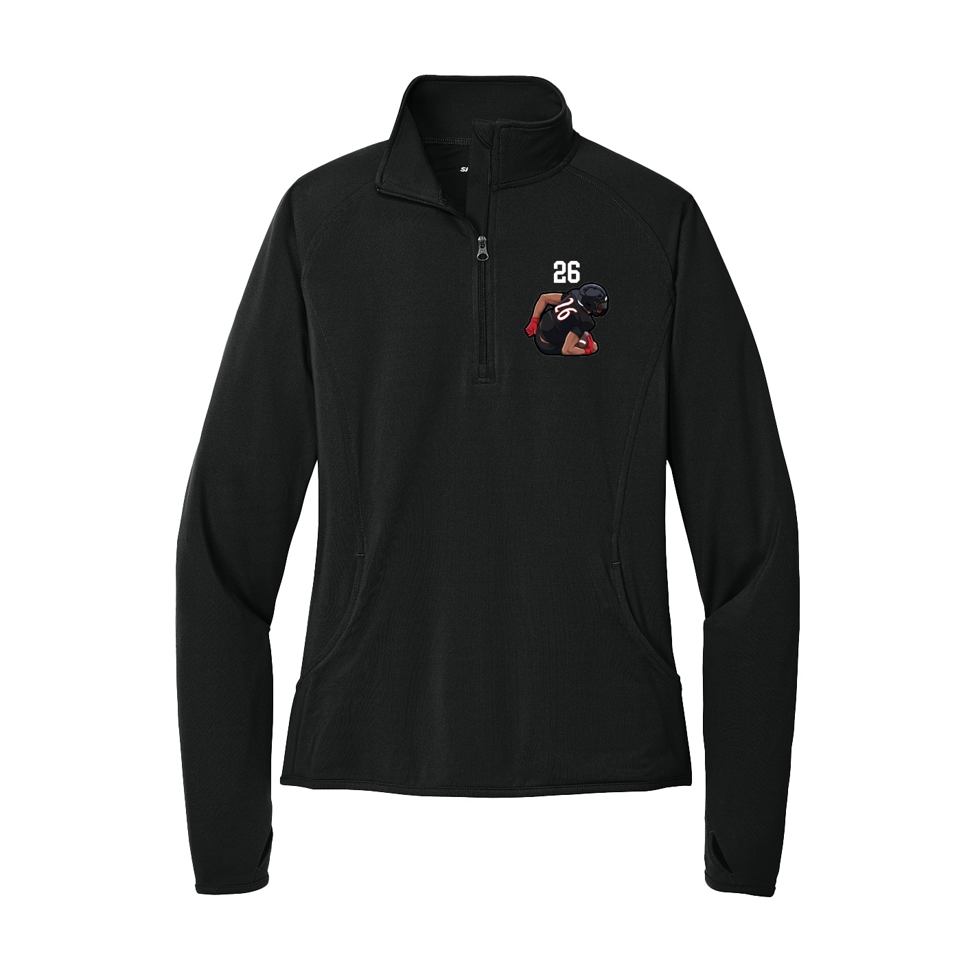 Women's Q-Zip Pullover — Number Top in Black