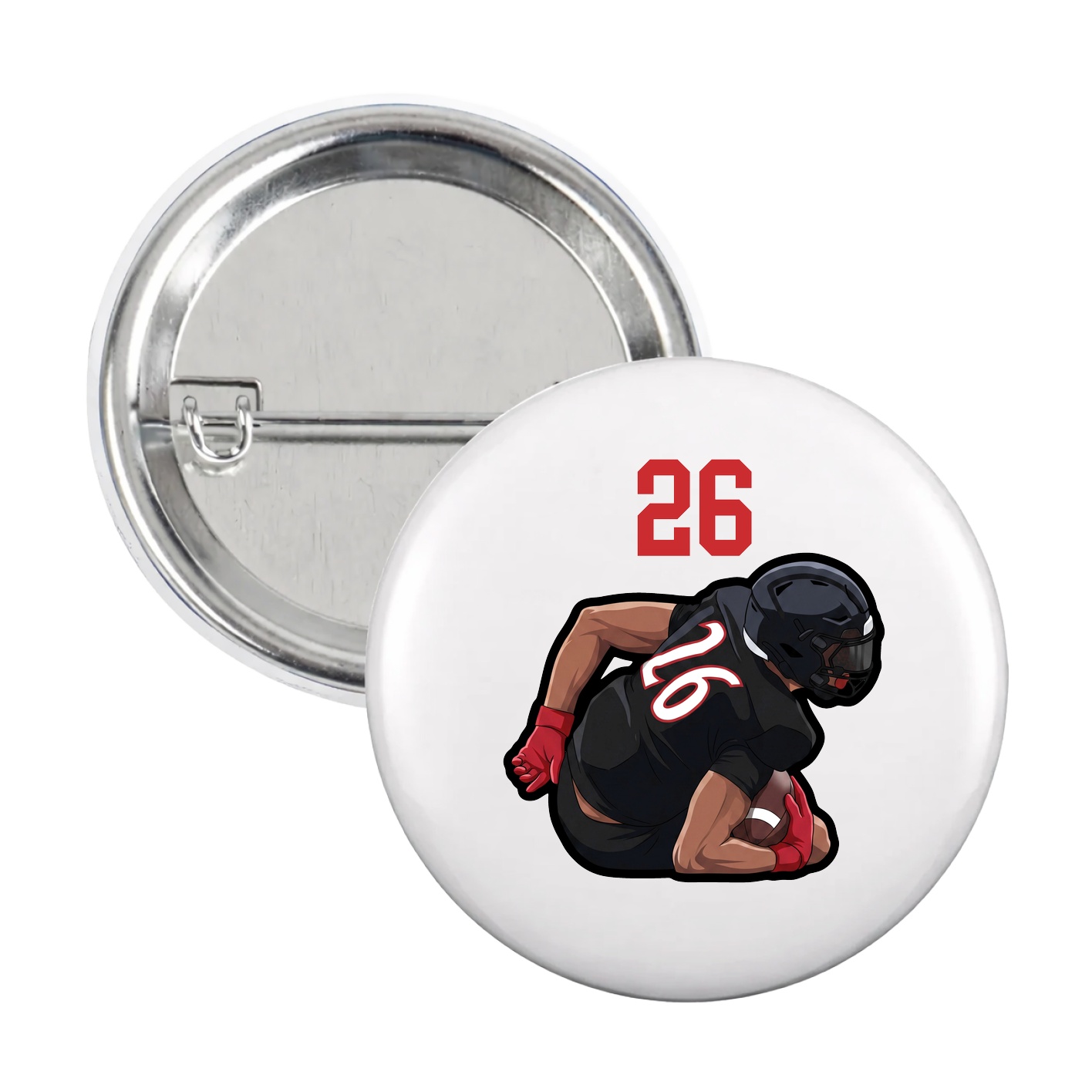Game Day Button — Number Top in White