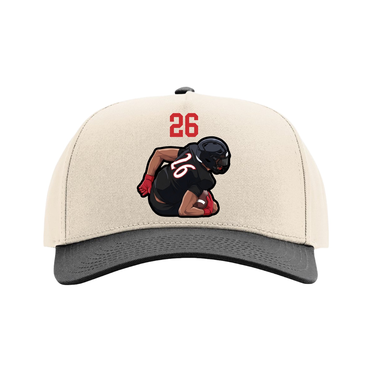Full Fabric Five-Panel Champ Cap — Number Top in Cream/Black