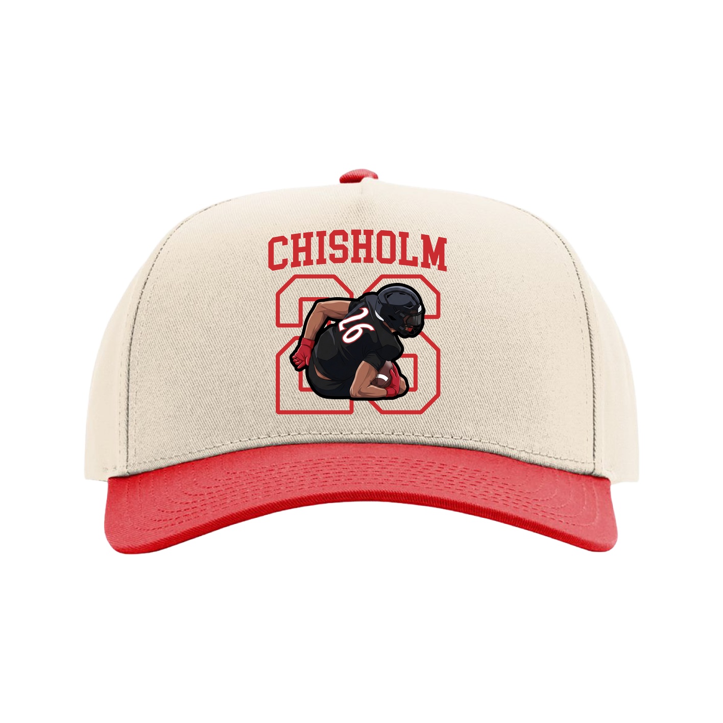 Full Fabric Five-Panel Champ Cap — Shirsey in Cream/Red