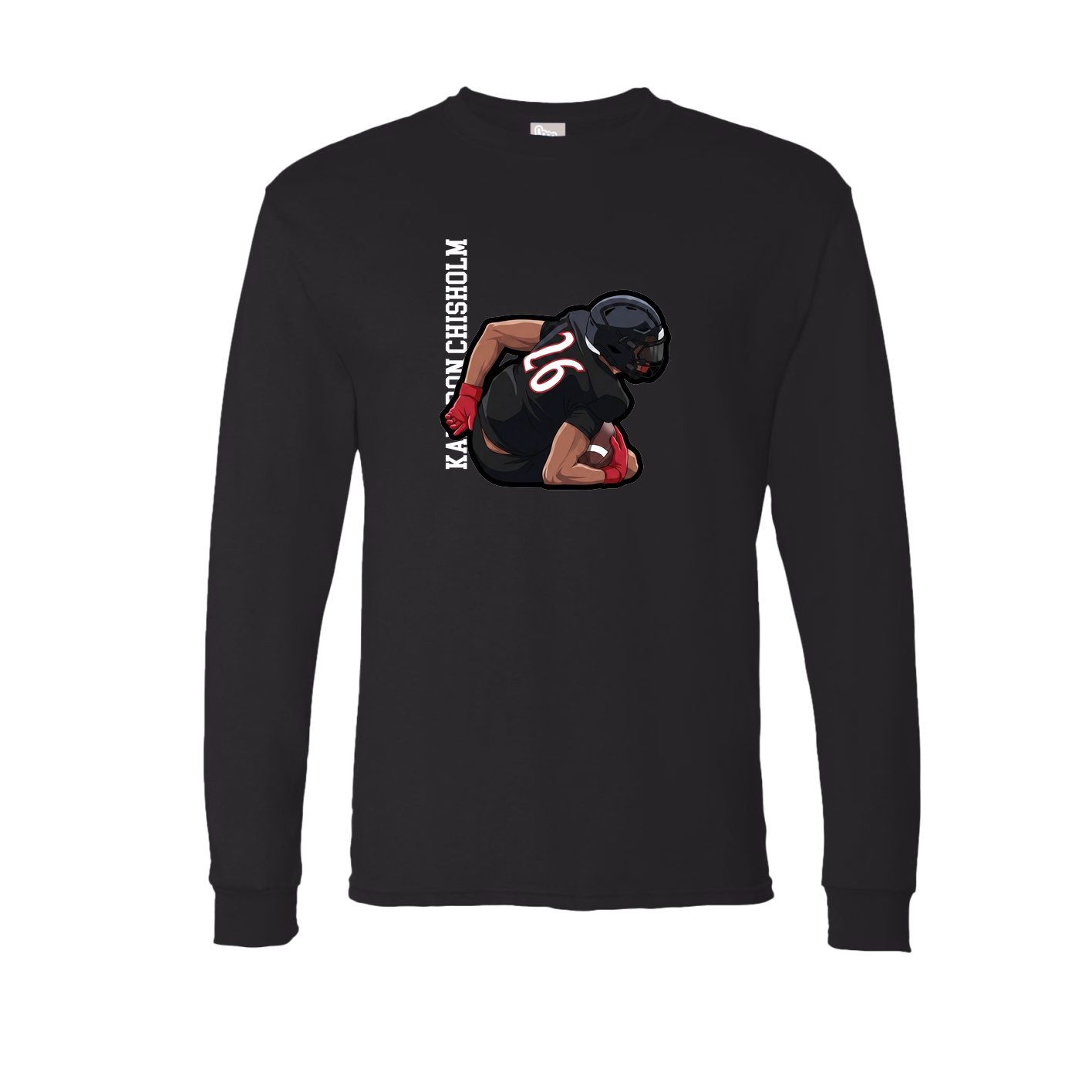 Long Sleeve Tee — Name Vertical in Black