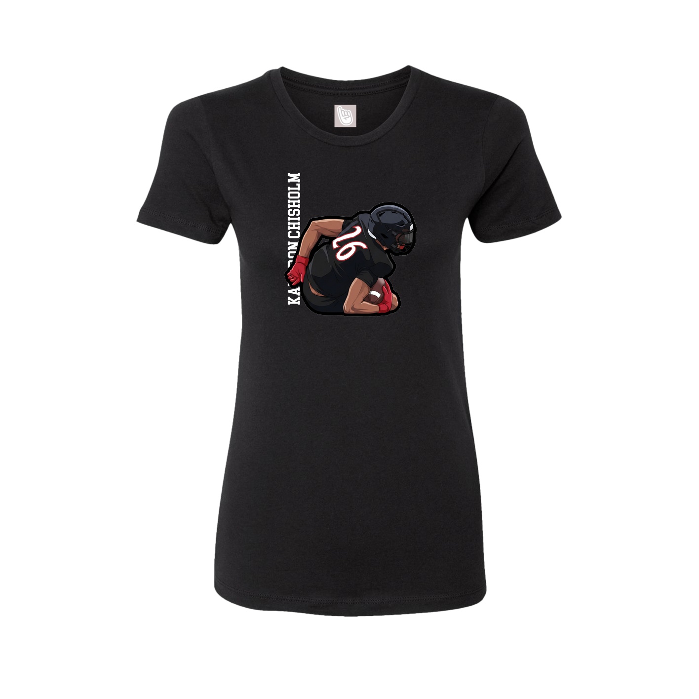 Womens Tee — Name Vertical in Black