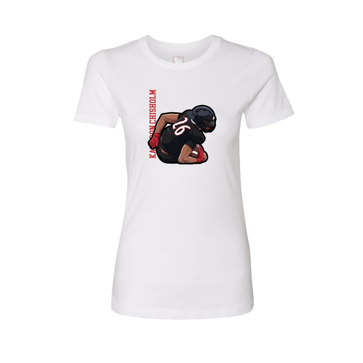 Fitted Women's Tee — Name Vertical in White