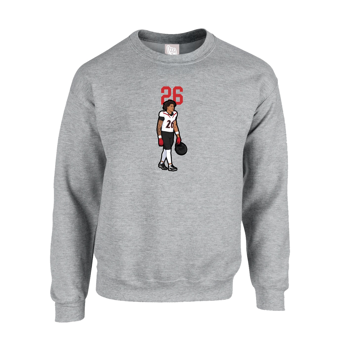 Fleece Crew — Number Top in Grey