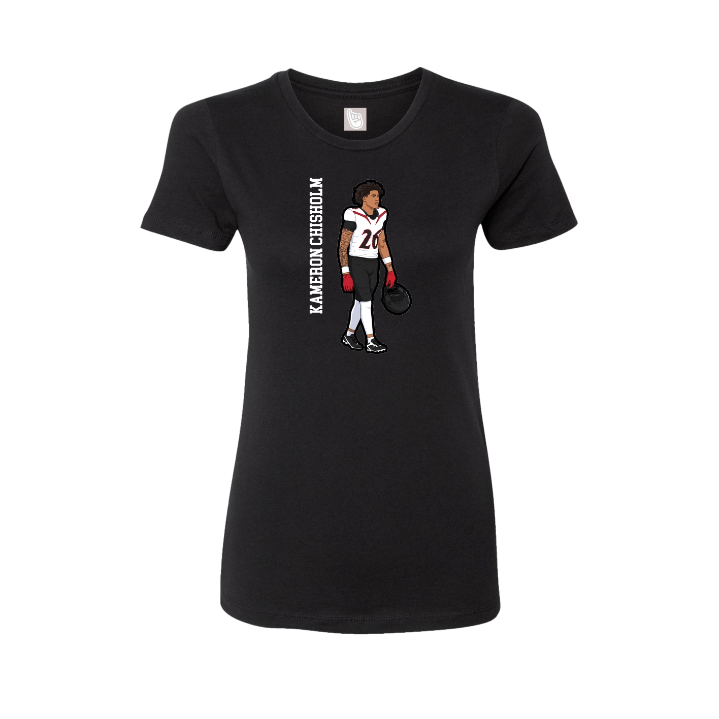Fitted Women's Tee — Name Vertical in Black
