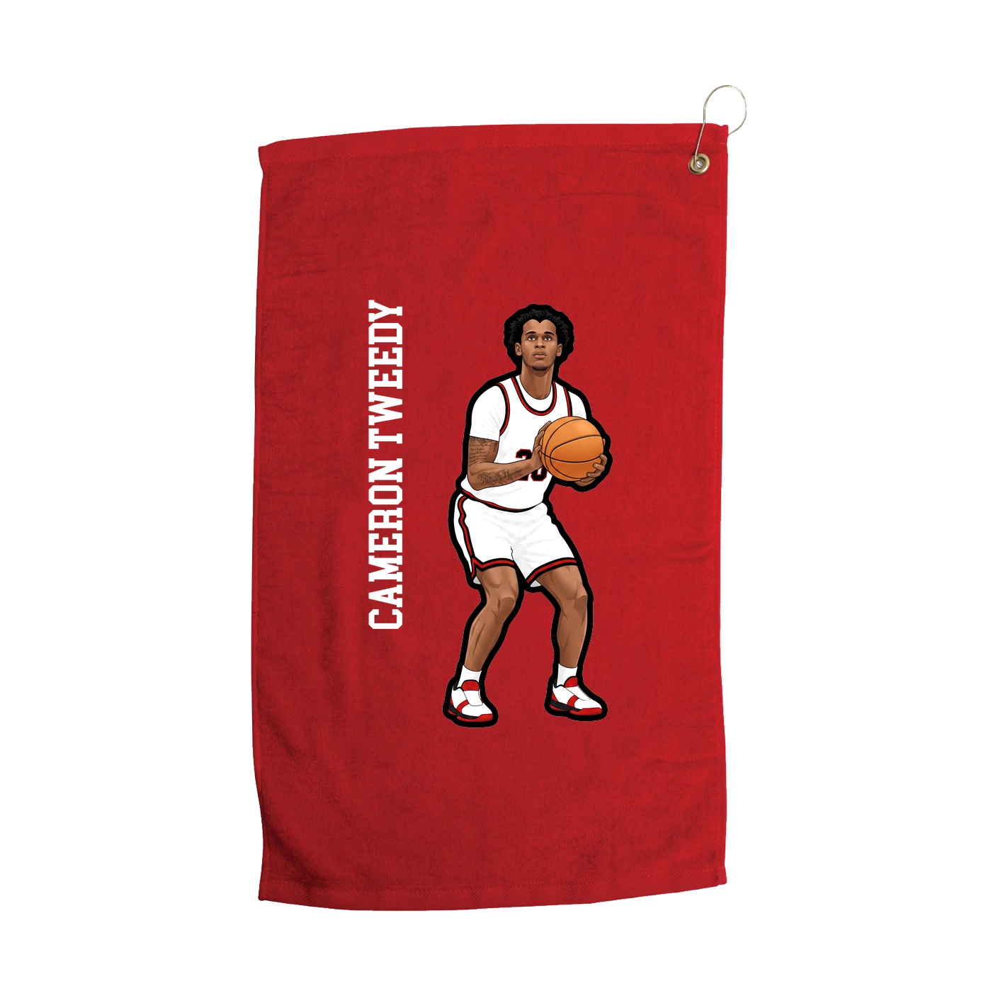 Golf Towel — Name Vertical in Red
