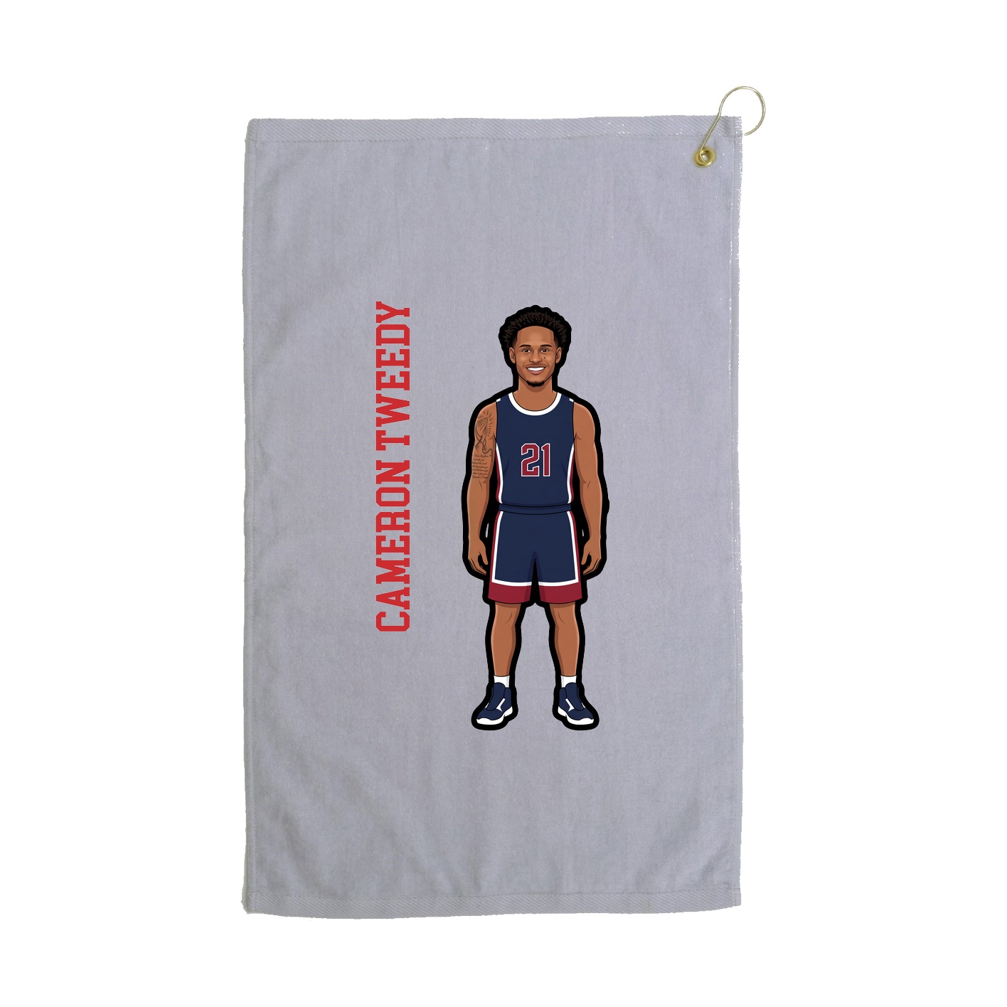 Golf Towel — Name Vertical in Grey