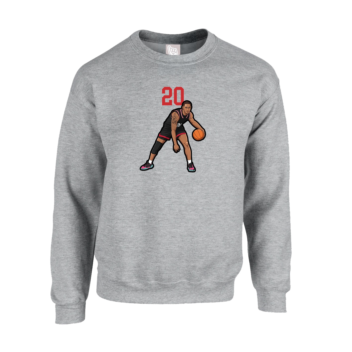 Fleece Crew — Number Top in Grey