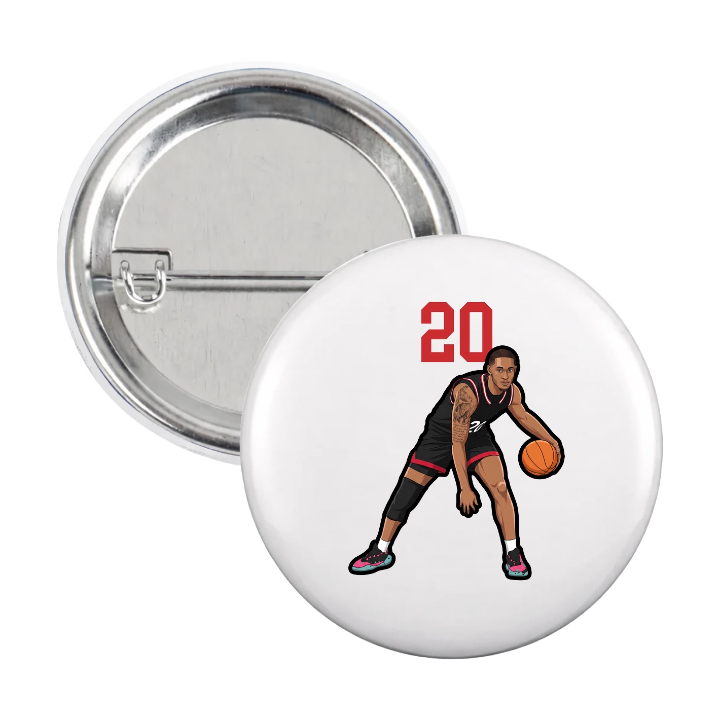 Game Day Button — Number Top in White