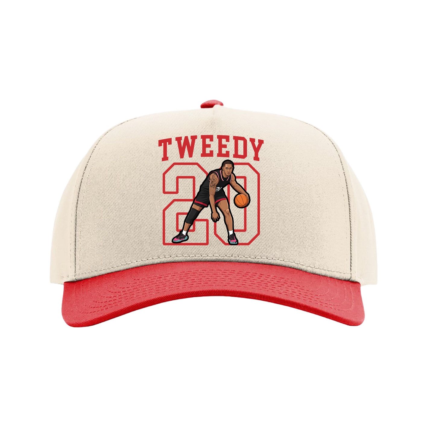 Full Fabric Five-Panel Champ Cap — Shirsey in Cream/Red