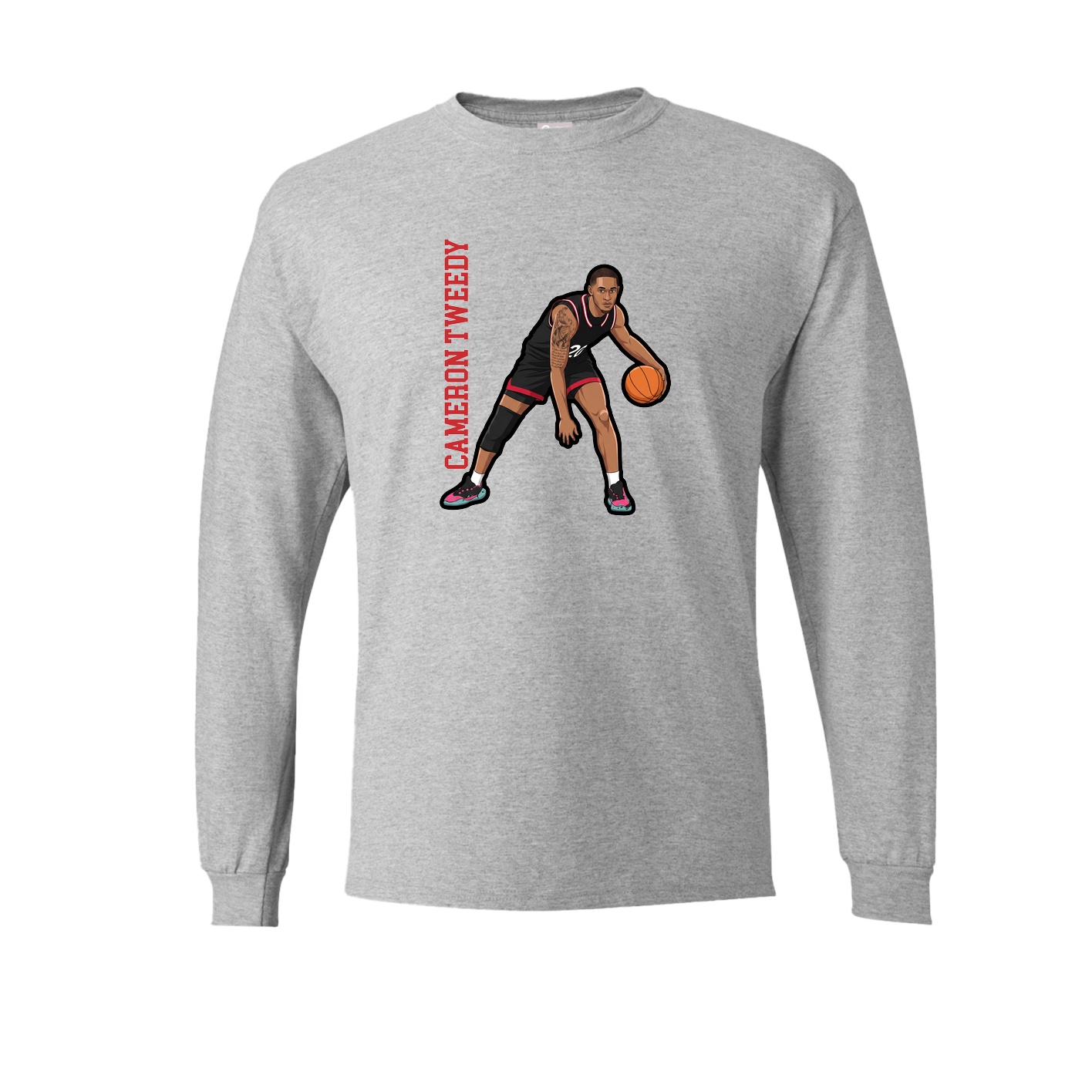 Long Sleeve Tee — Name Vertical in Grey