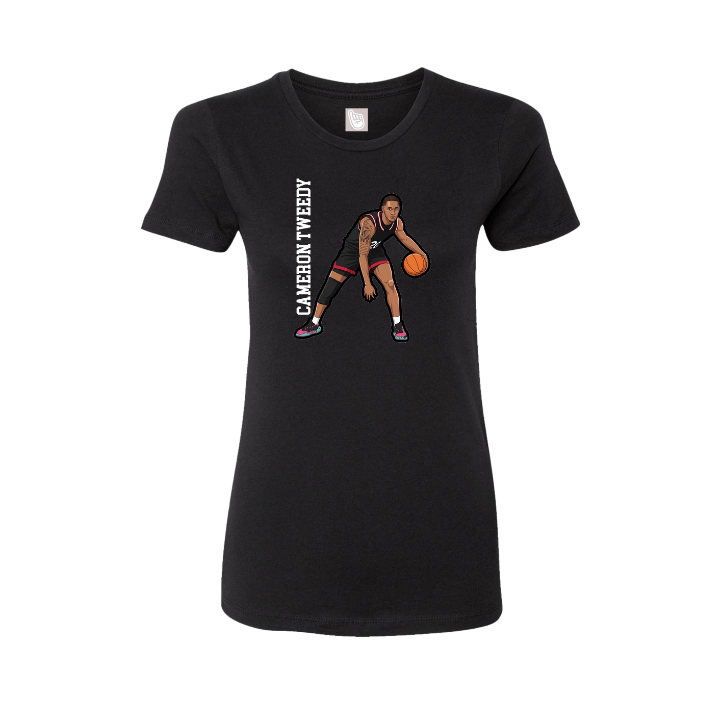 Fitted Women's Tee — Name Vertical in Black