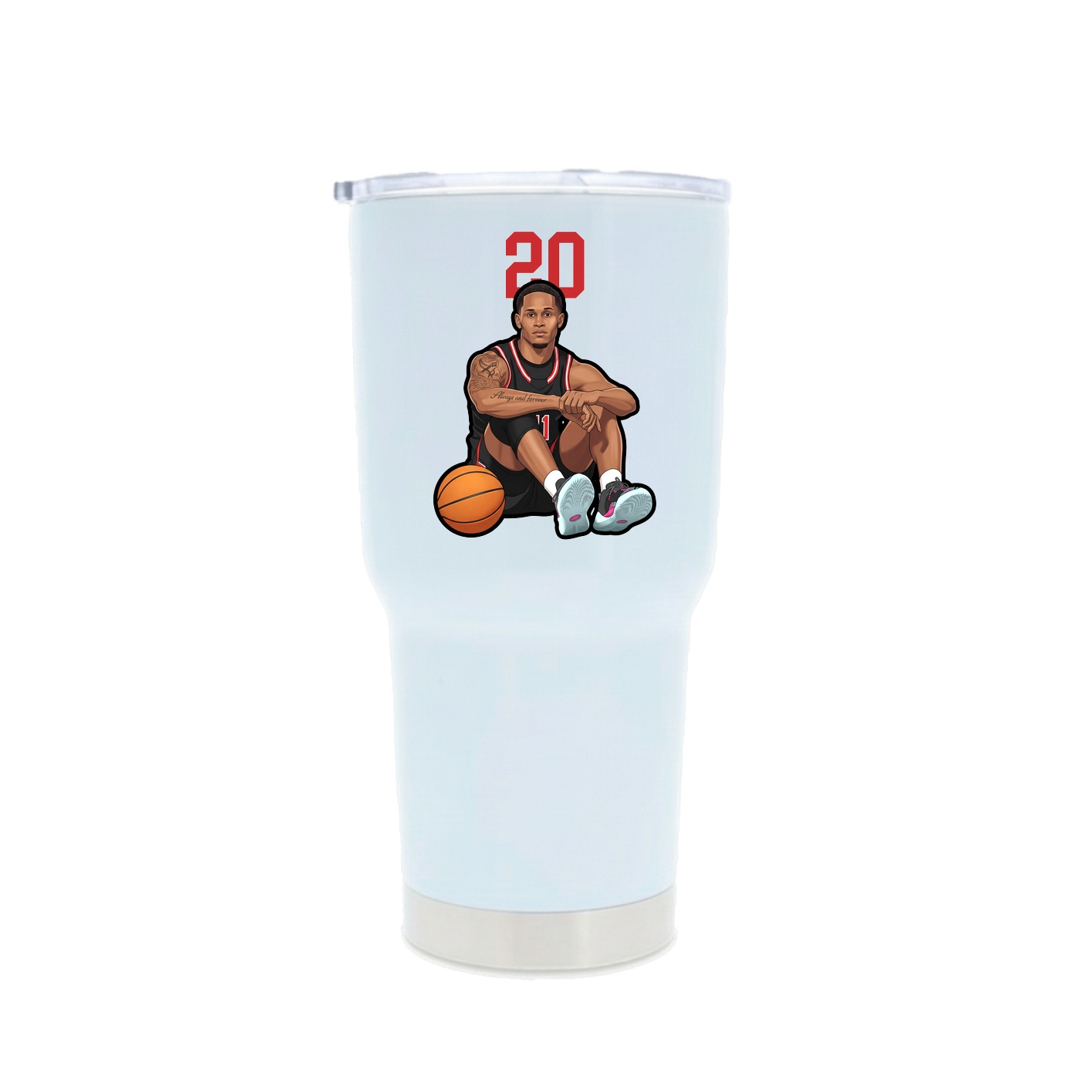 30oz Stainless Steel Tumbler — Number Top in White