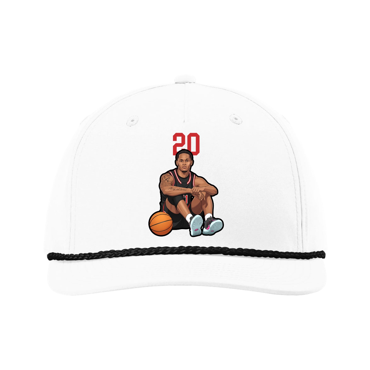 Five-Panel Classic Rope Cap — Number Top in White