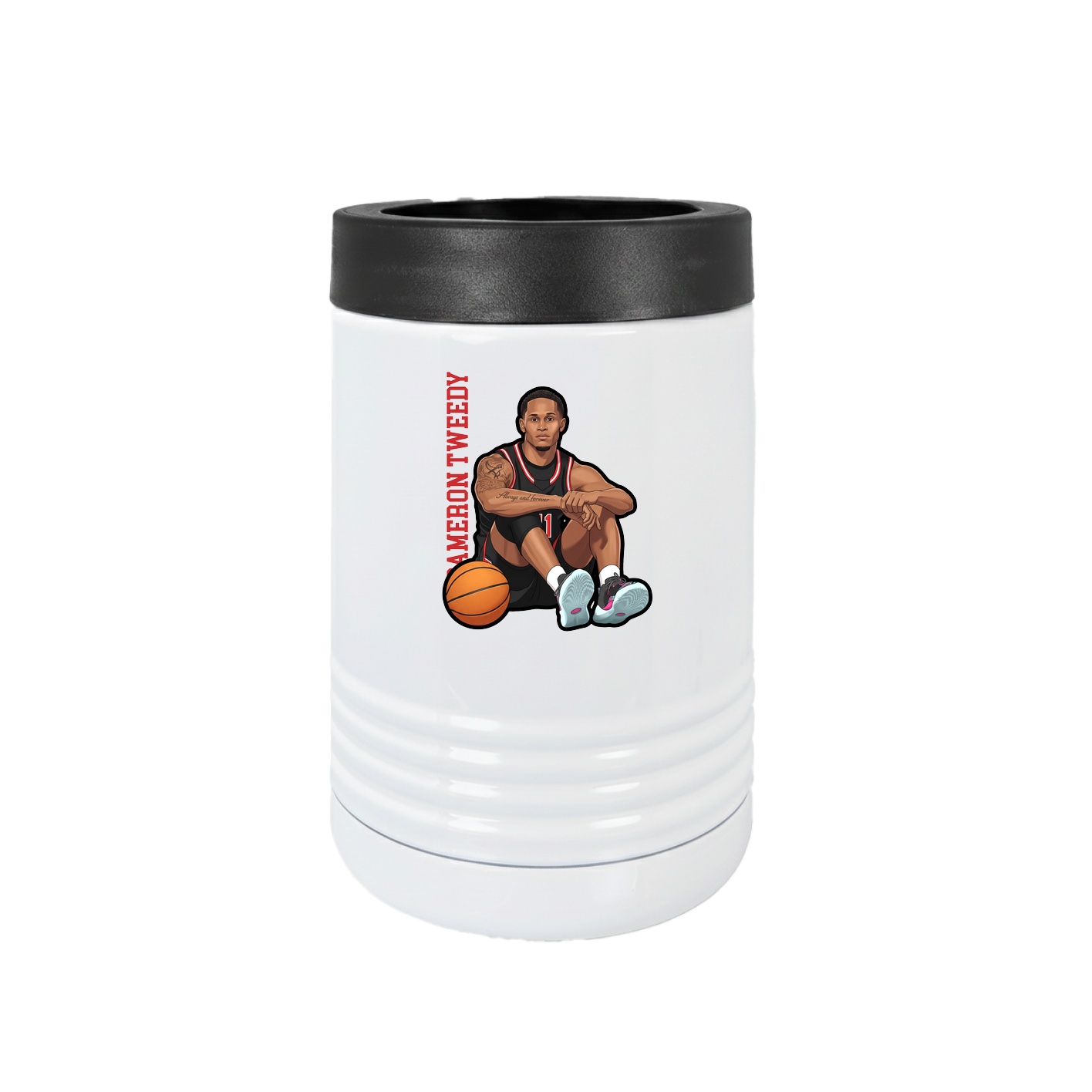 Beverage Holder — Name Vertical in White