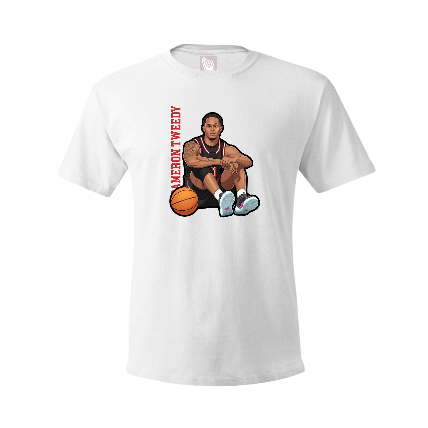 Youth Tee — Name Vertical in White