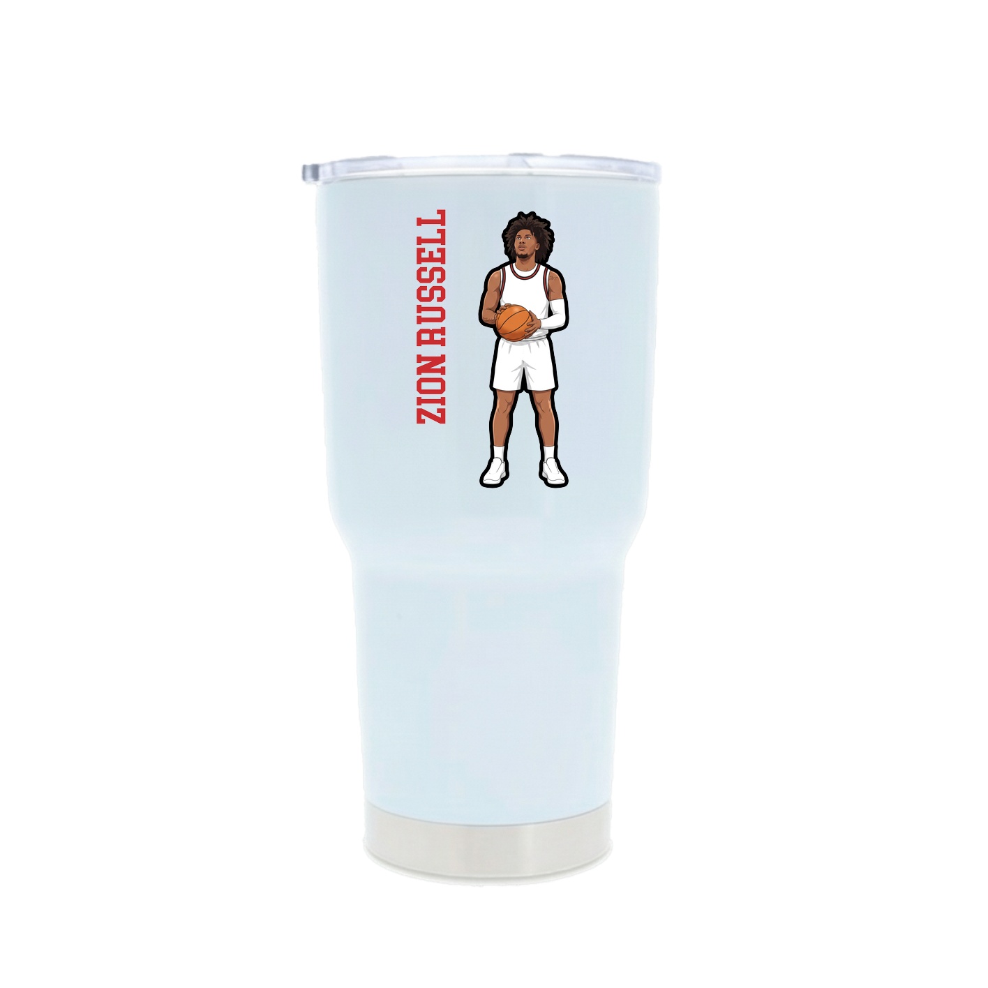 30oz Stainless Steel Tumbler — Name Vertical in White
