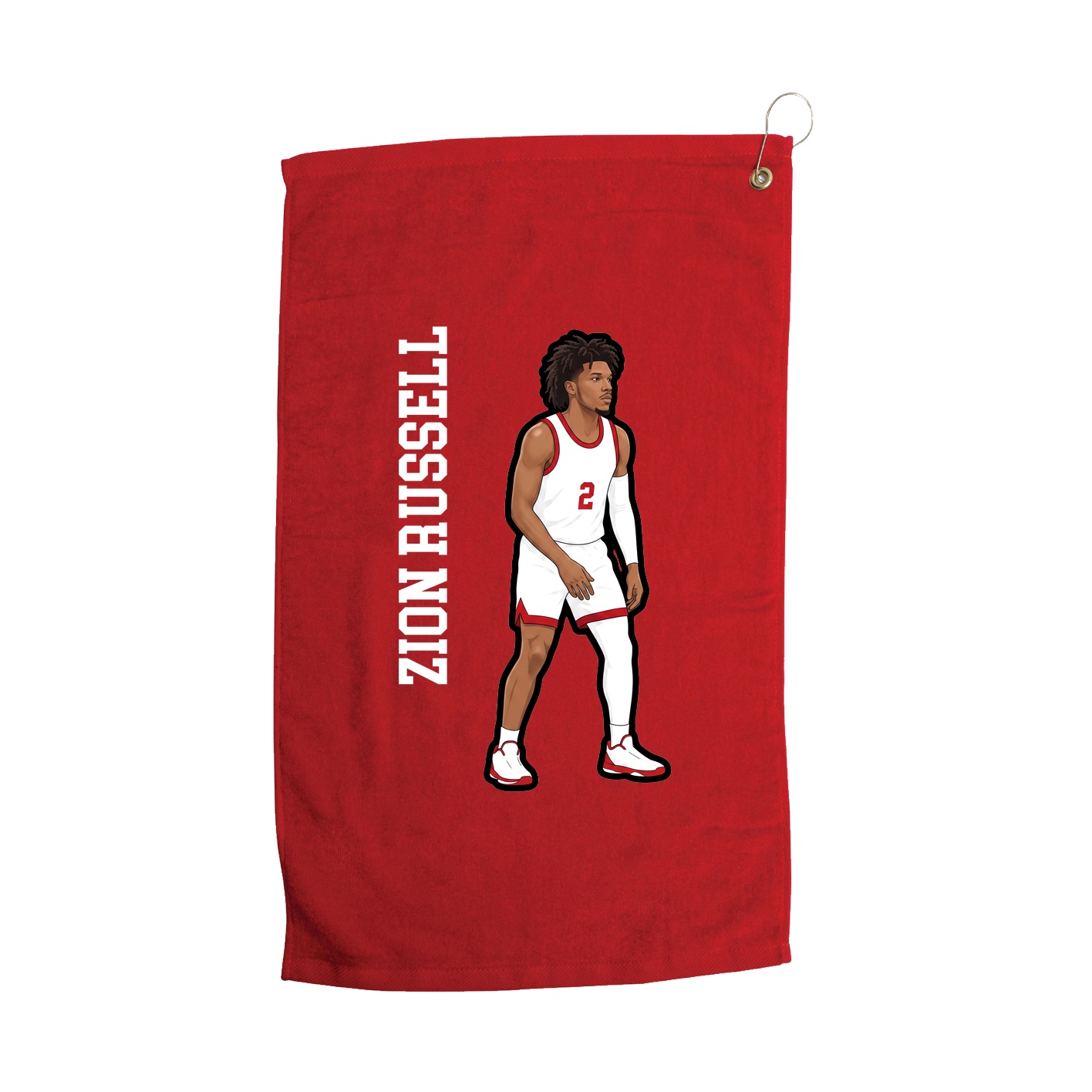 Golf Towel — Name Vertical in Red