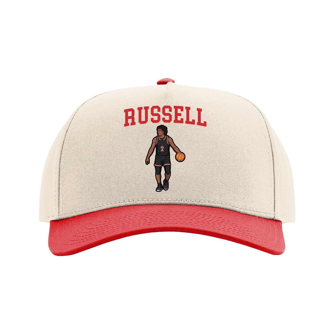 Full Fabric Five-Panel Champ Cap — Shirsey in Cream/Red