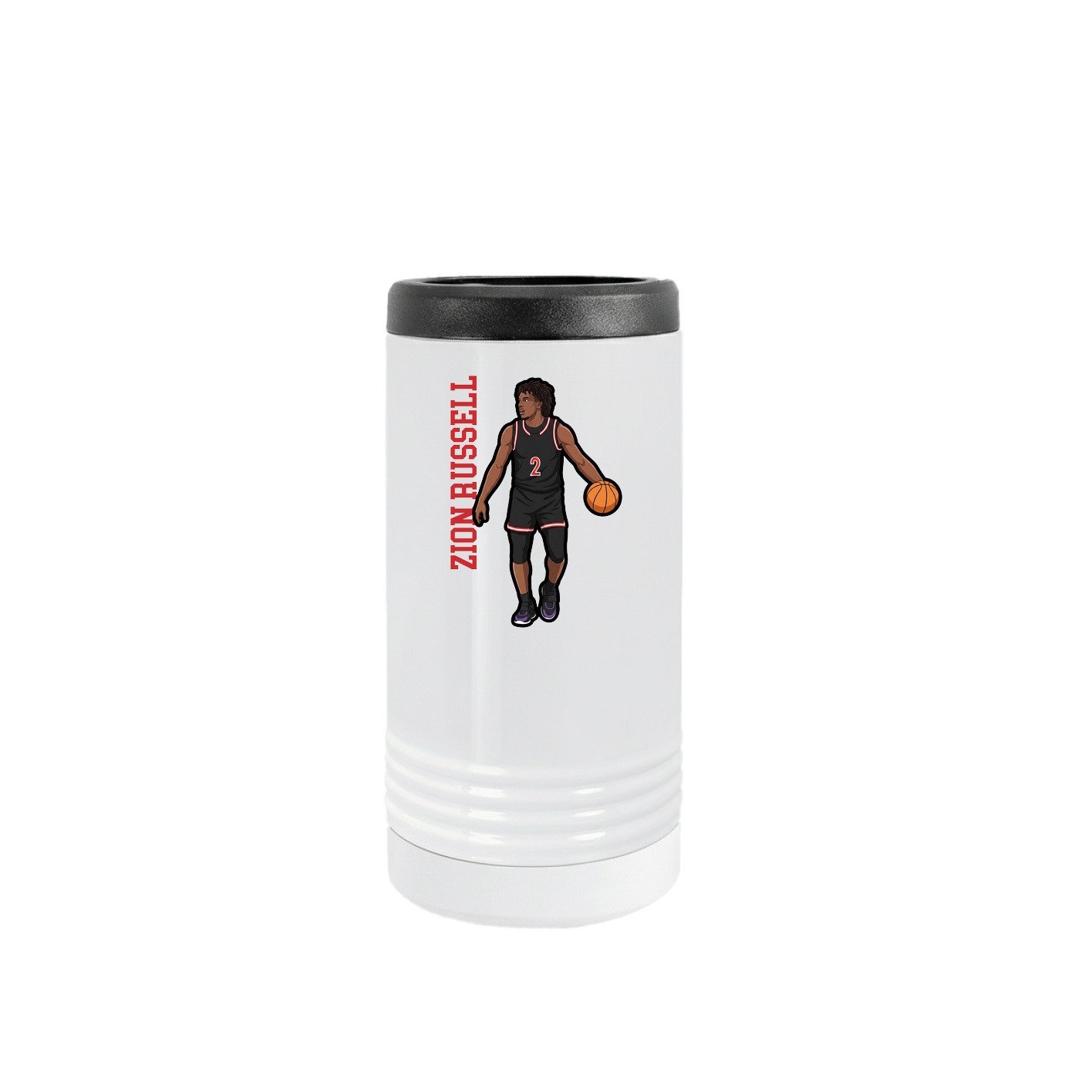 Slim Beverage Holder — Name Vertical in White