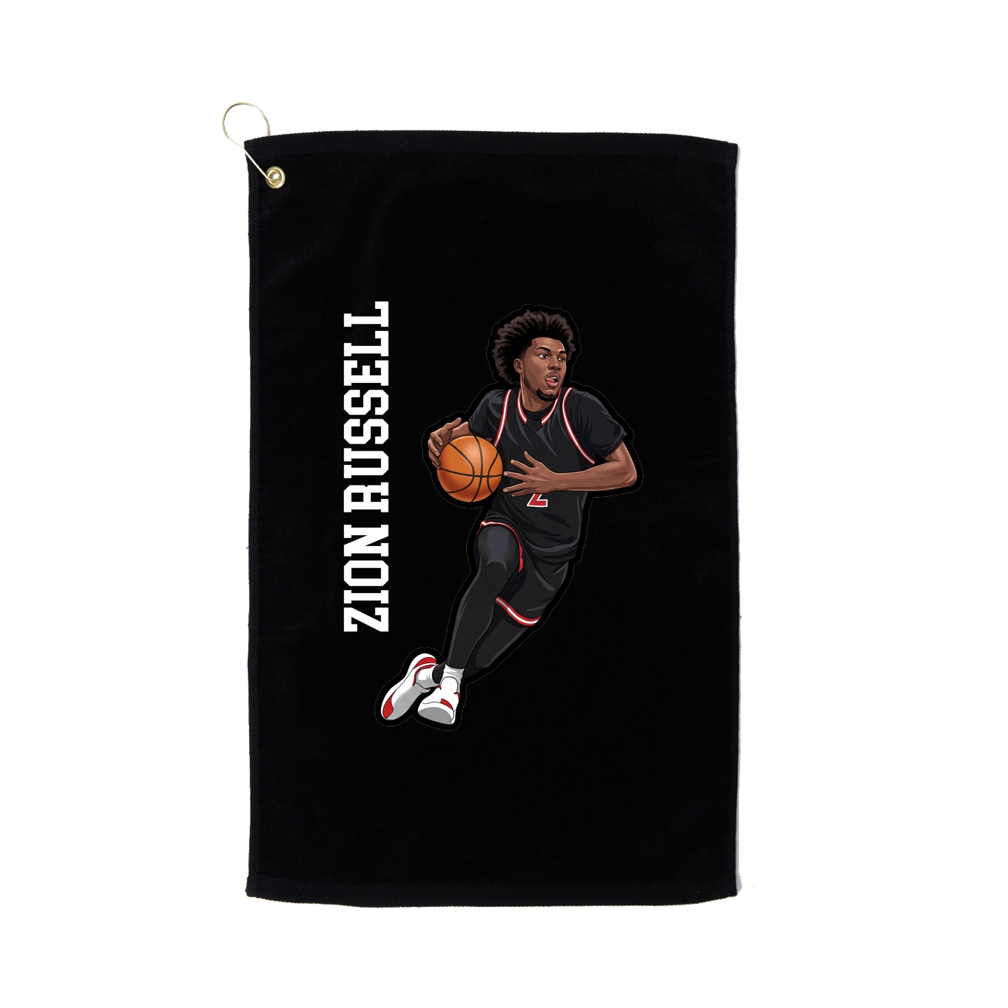 Golf Towel — Name Vertical in Black