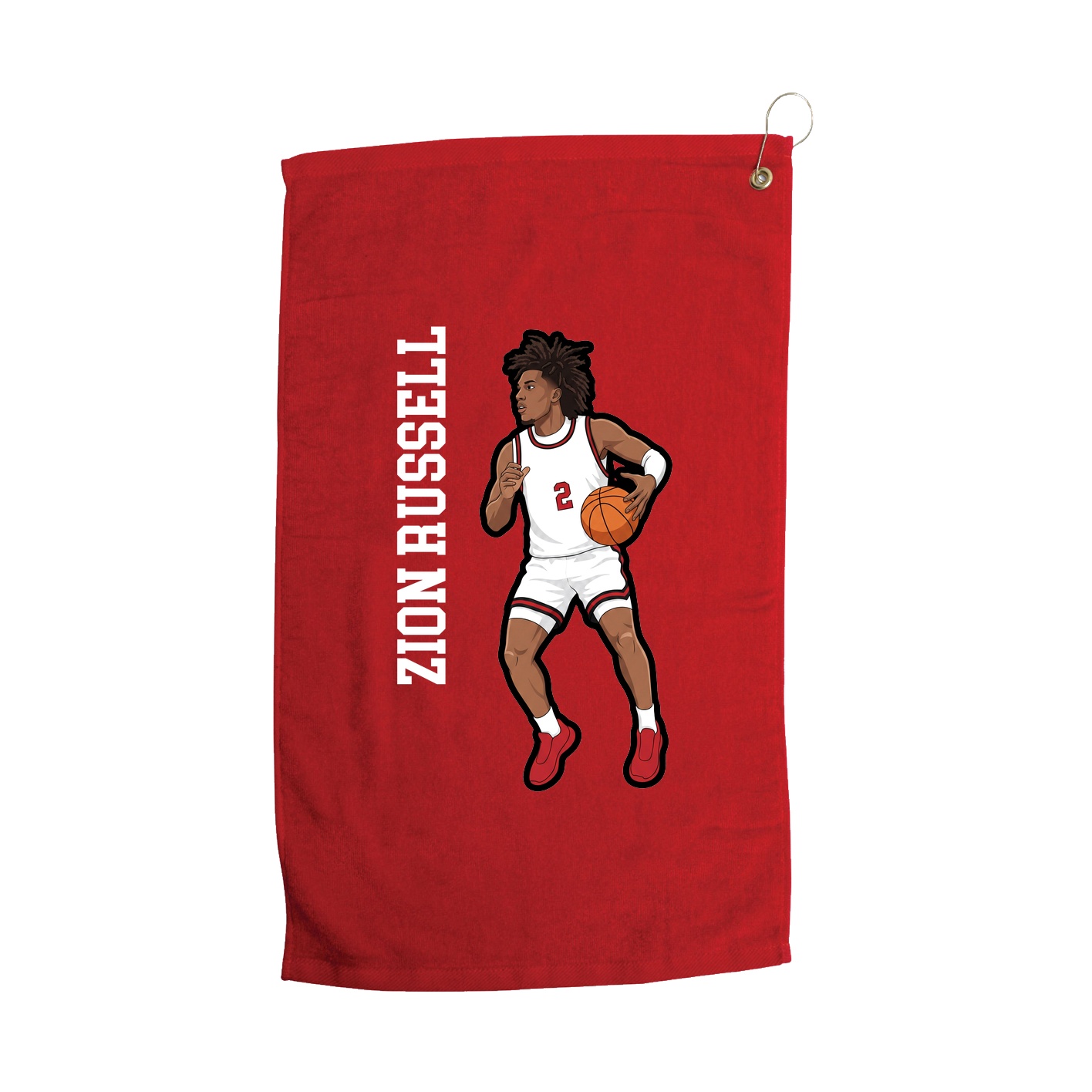 Golf Towel — Name Vertical in Red
