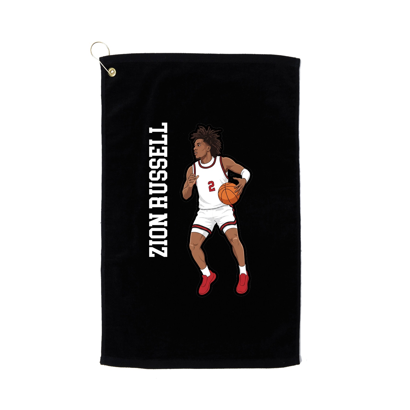 Golf Towel — Name Vertical in Black