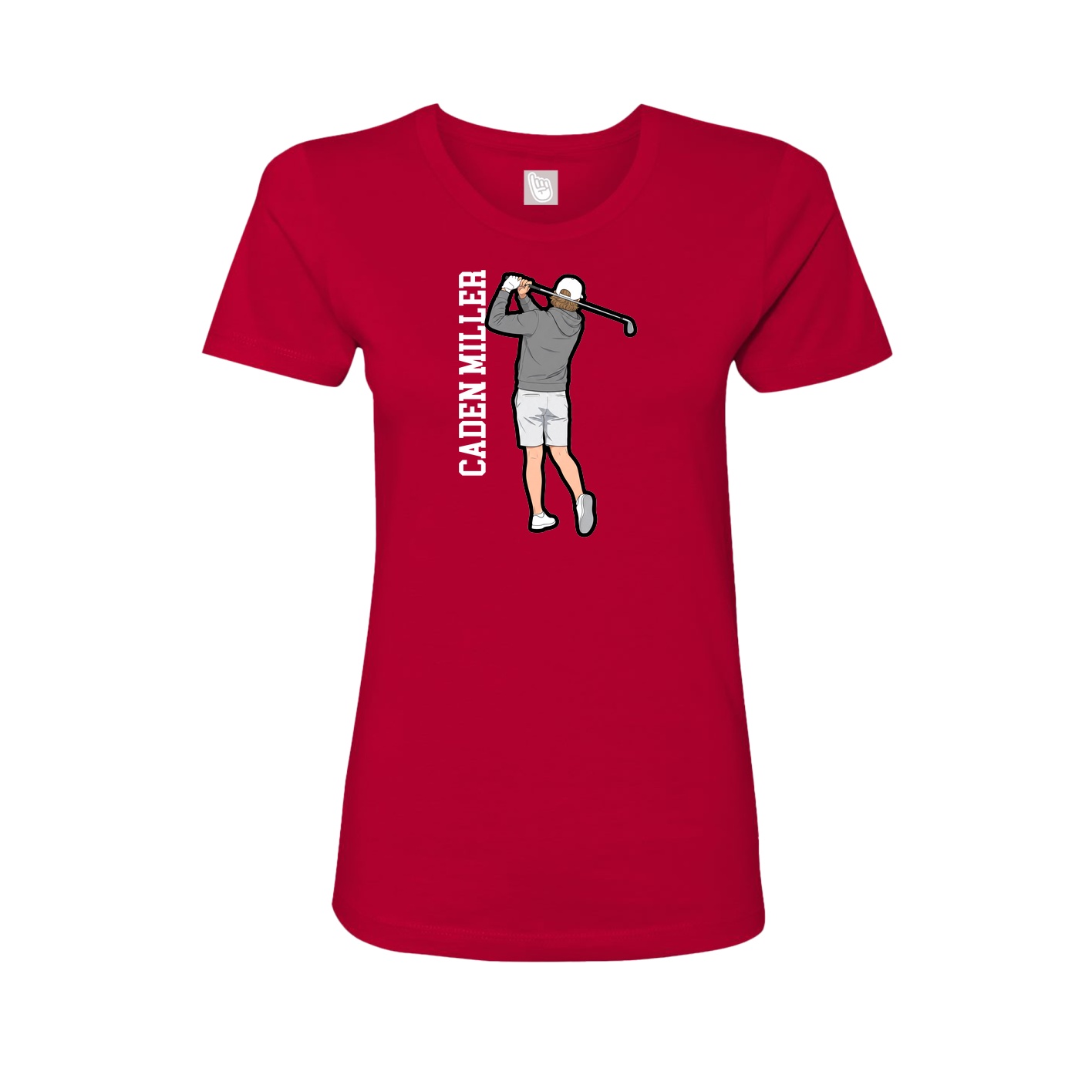 Fitted Women's Tee — Name Vertical in Red