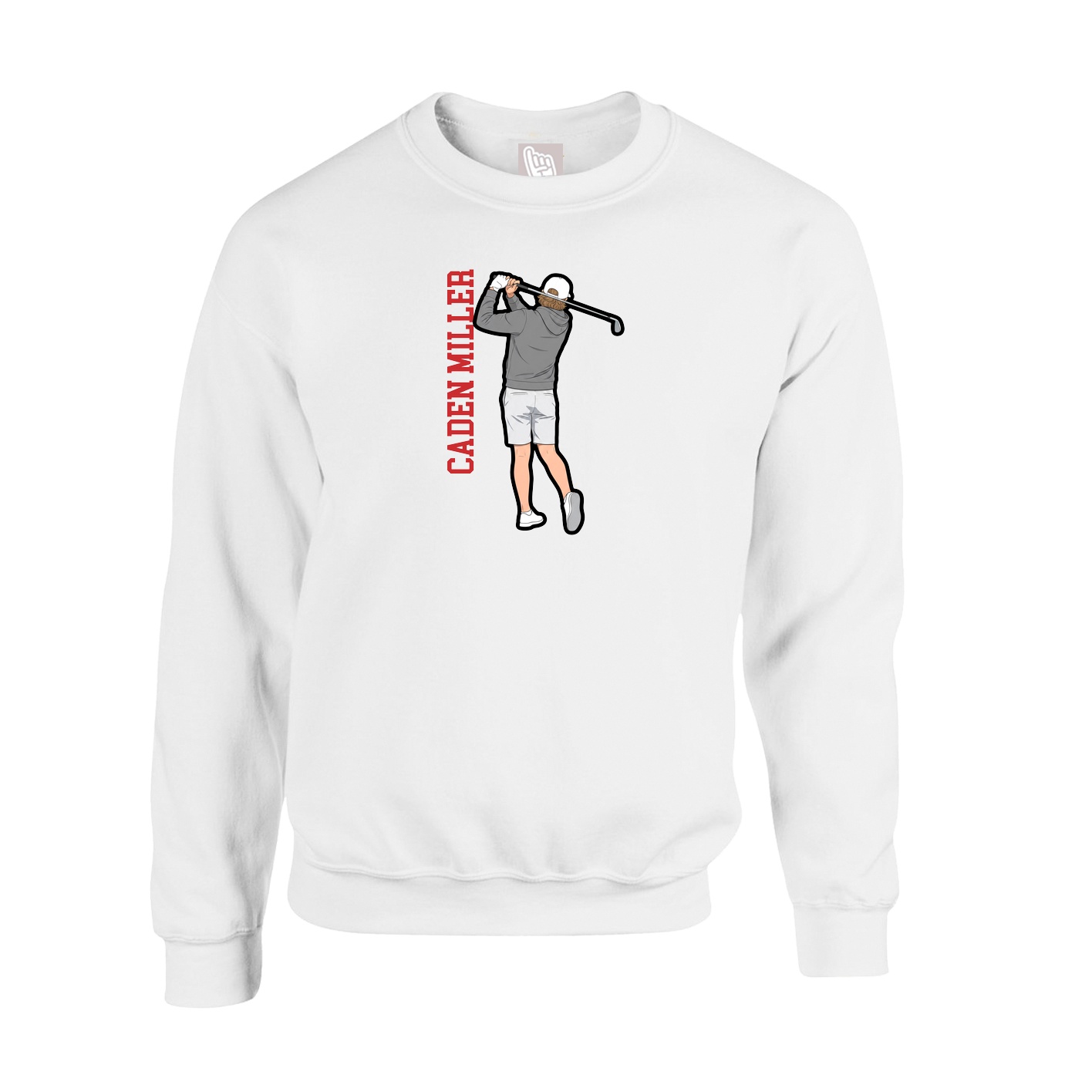 Fleece Crew — Name Vertical in White