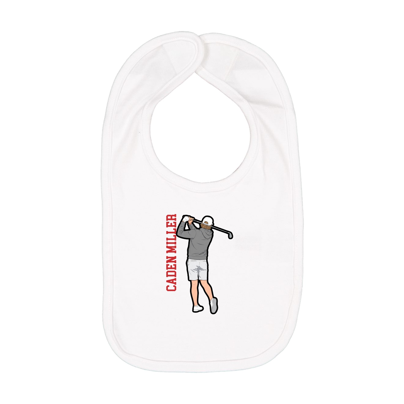 Infant Bib — Name Vertical in White