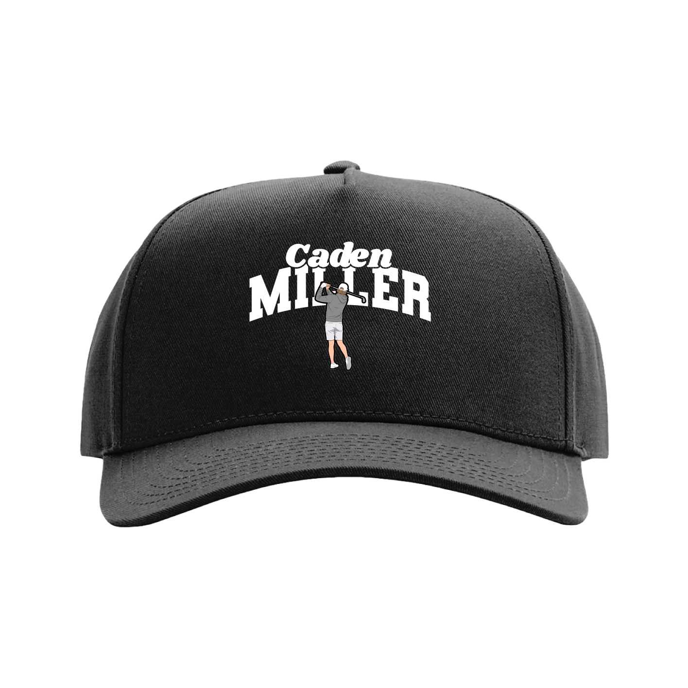 Full Fabric Five-Panel Champ Cap — Signature Arch in Black