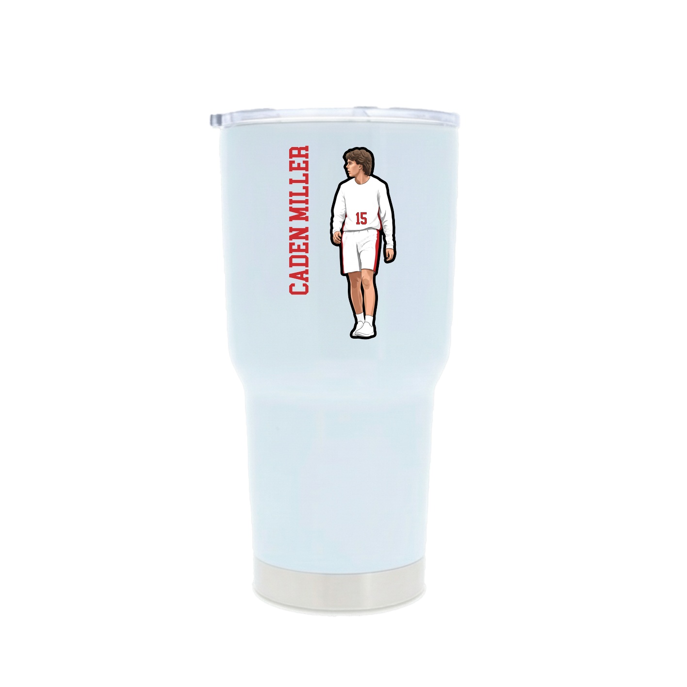 30oz Stainless Steel Tumbler — Name Vertical in White