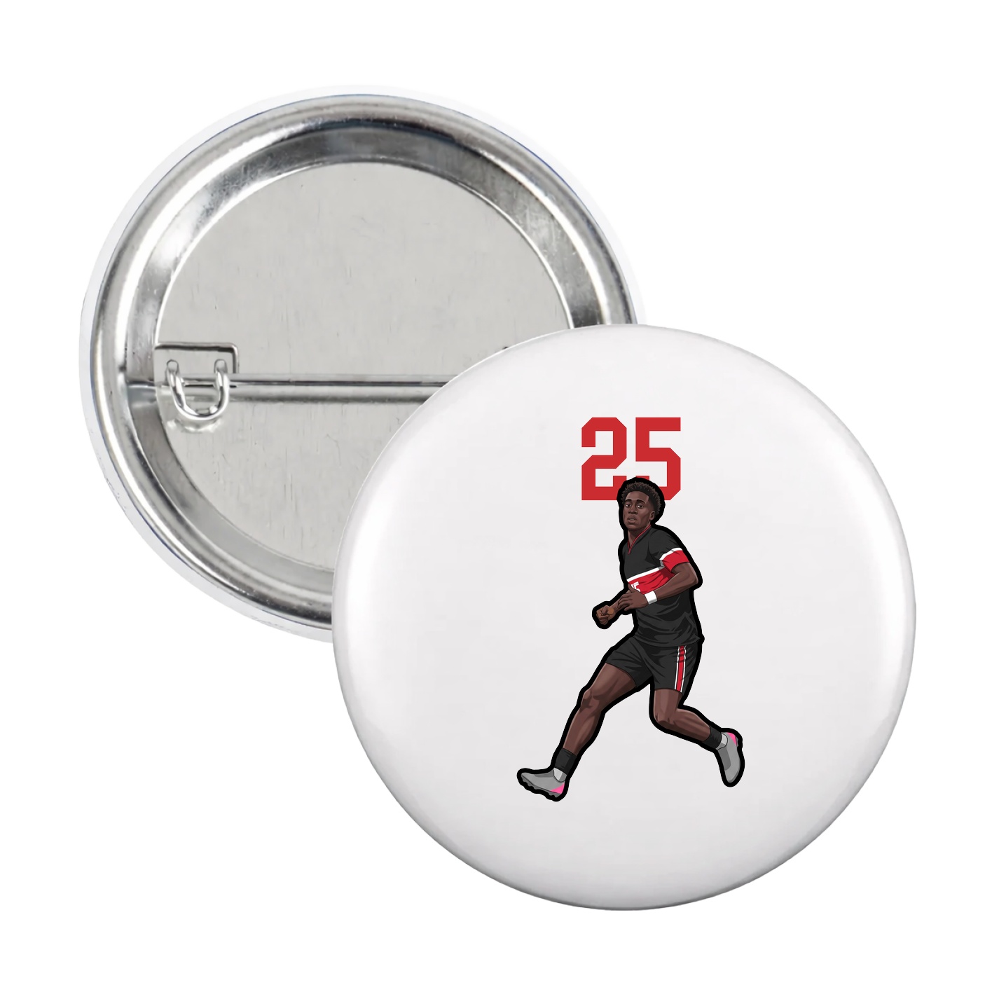 Game Day Button — Number Top in White