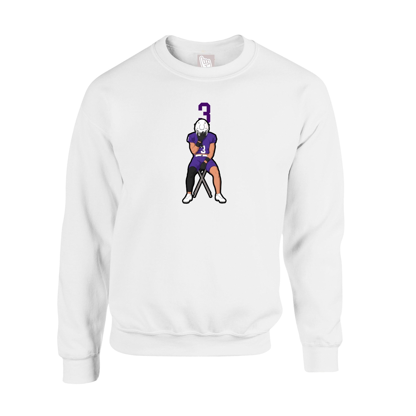 Fleece Crew — Number Top in White