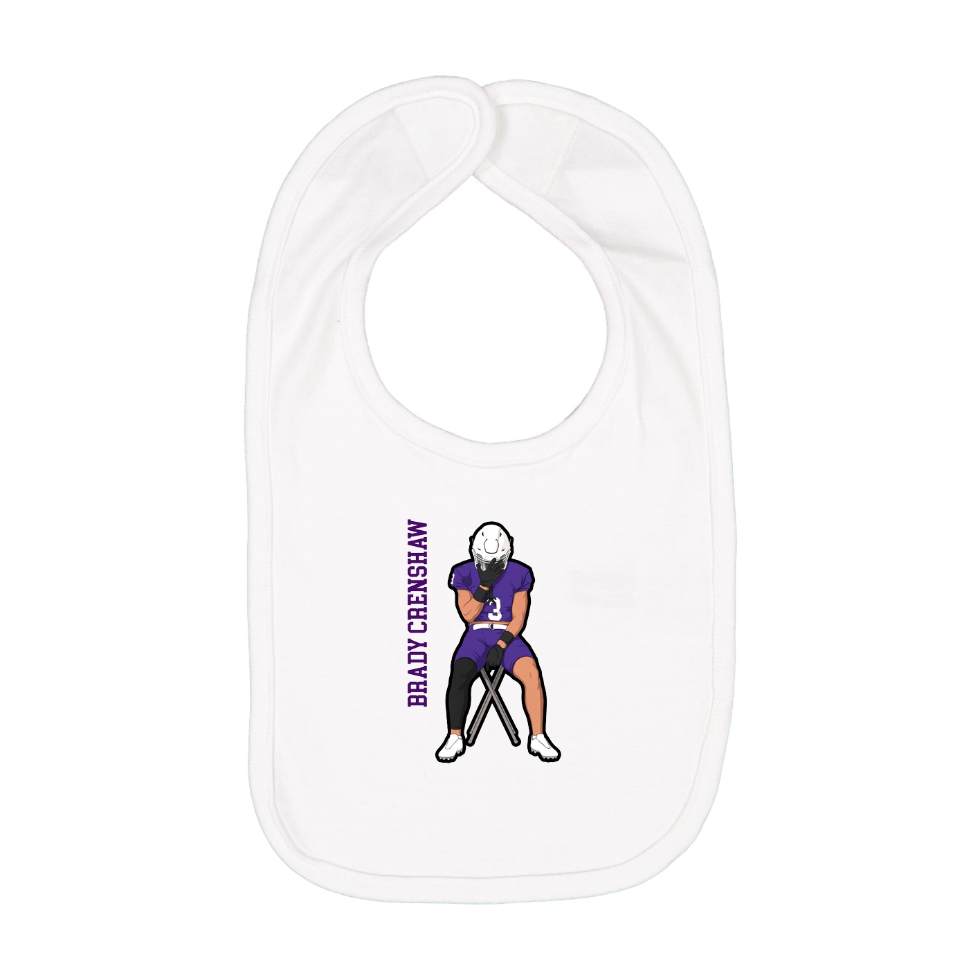 Infant Bib — Name Vertical in White