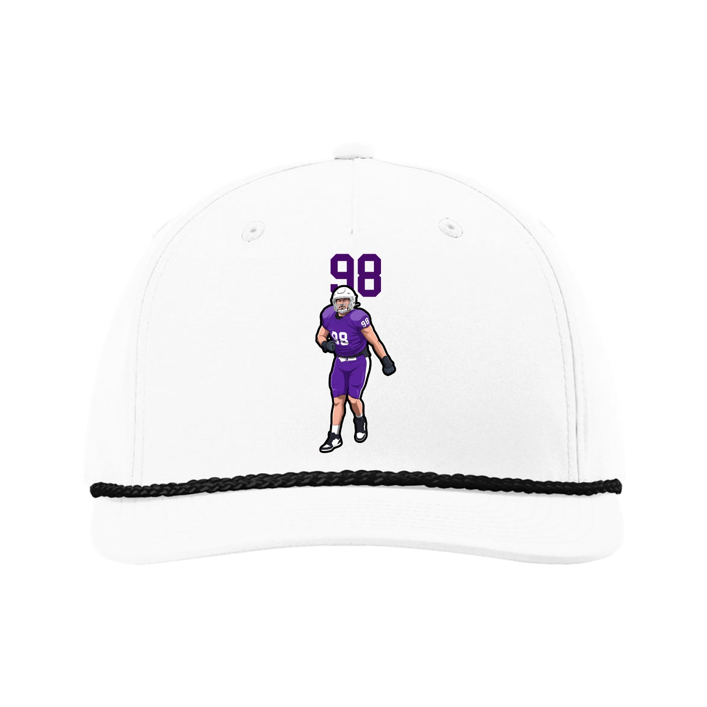 Five-Panel Classic Rope Cap — Number Top in White