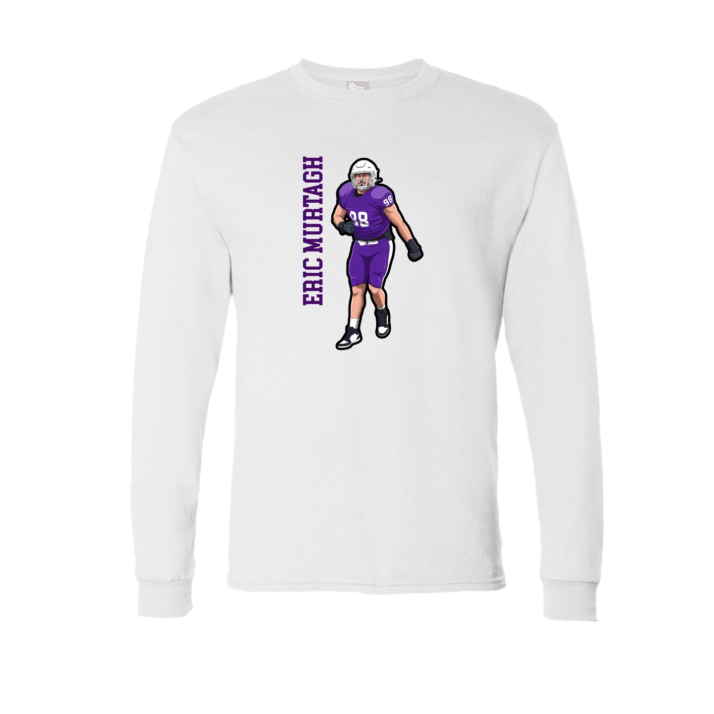 Long Sleeve Tee — Name Vertical in White
