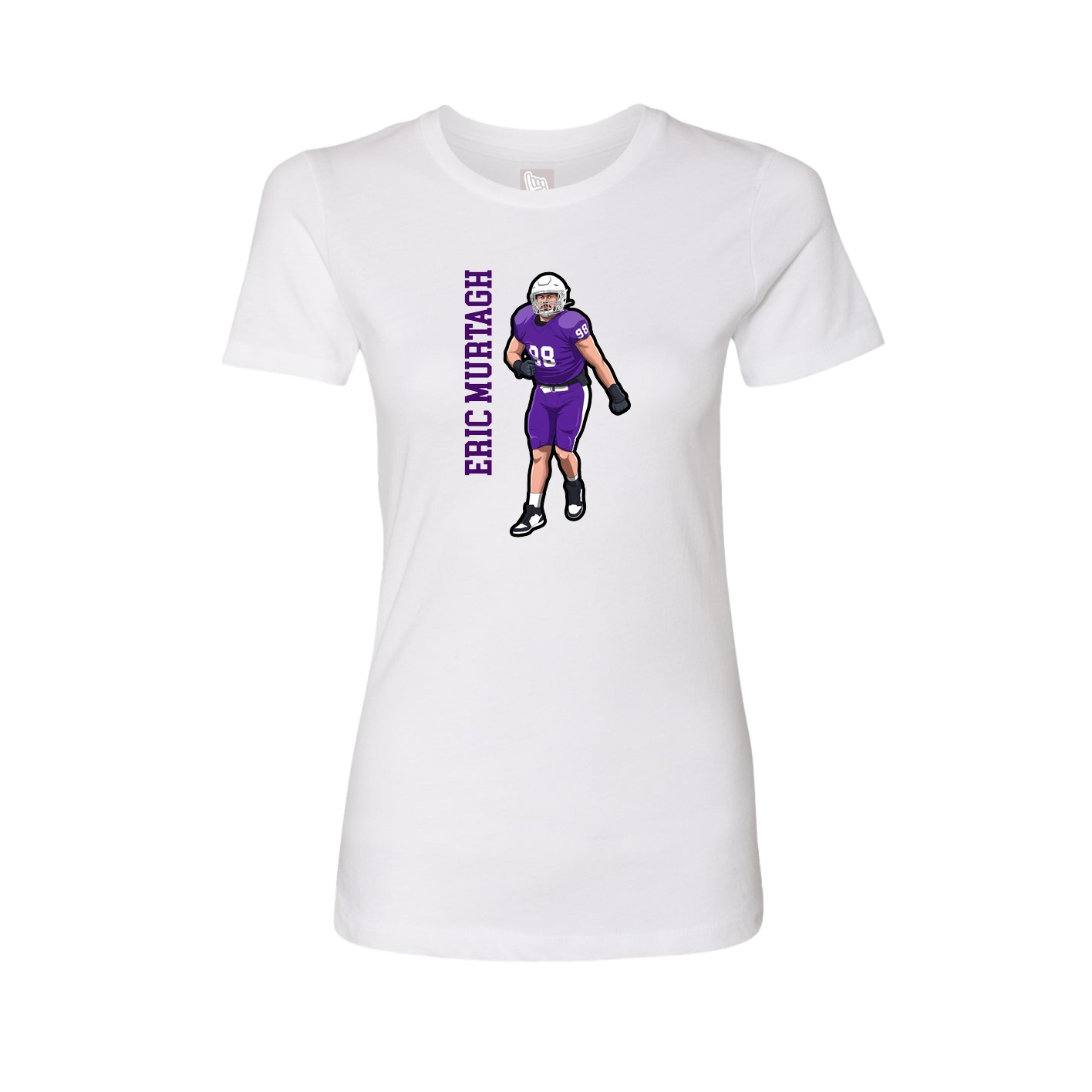 Fitted Women's Tee — Name Vertical in White