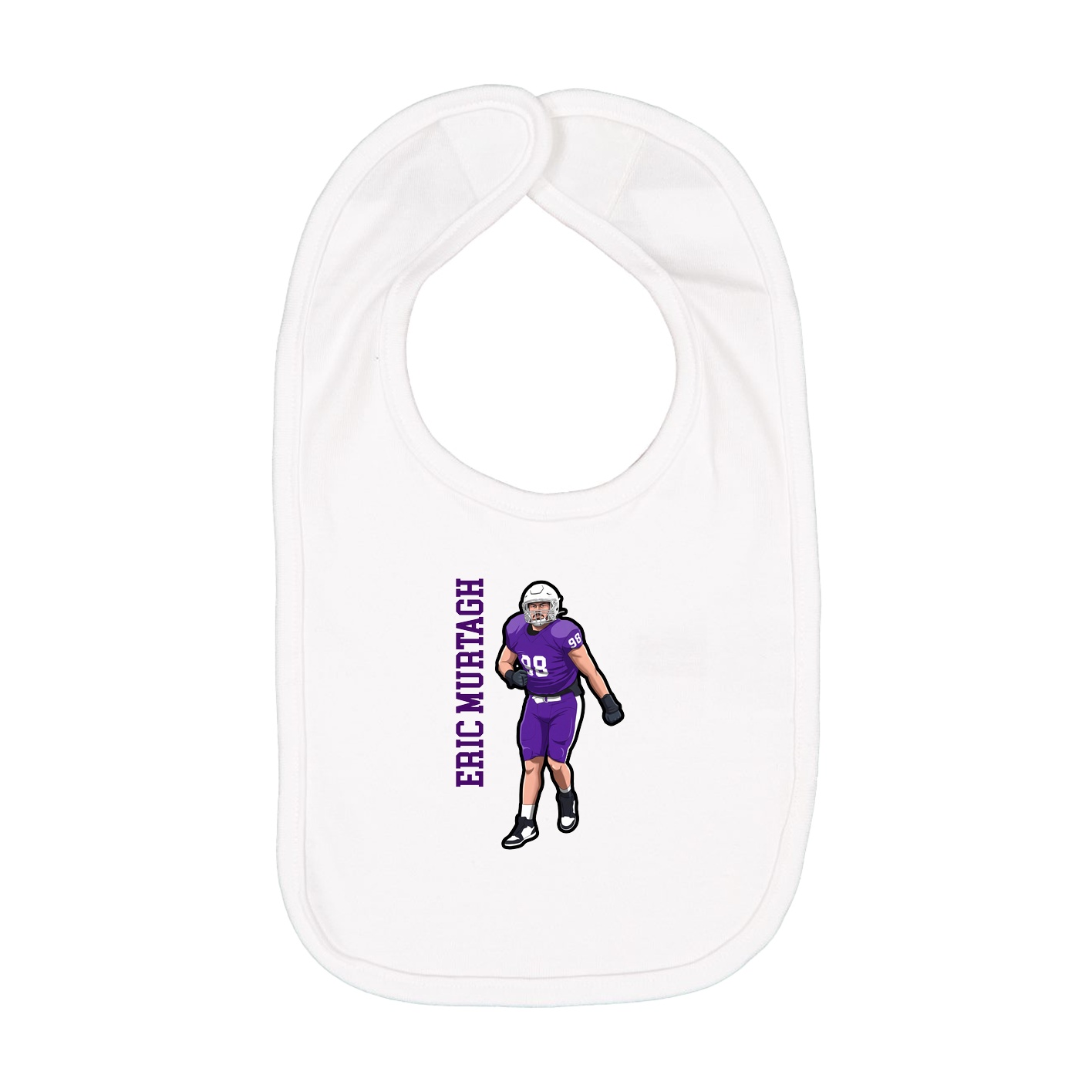 Infant Bib — Name Vertical in White
