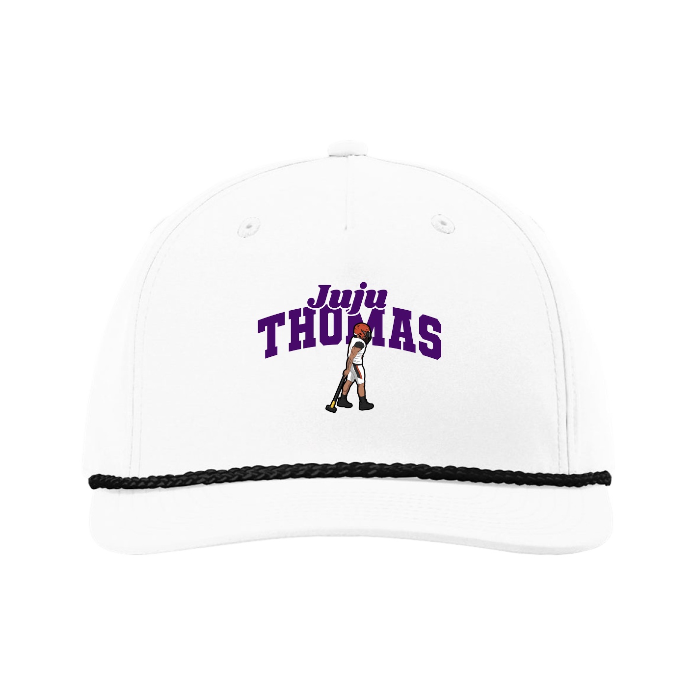 Five-Panel Classic Rope Cap — Signature Arch in White