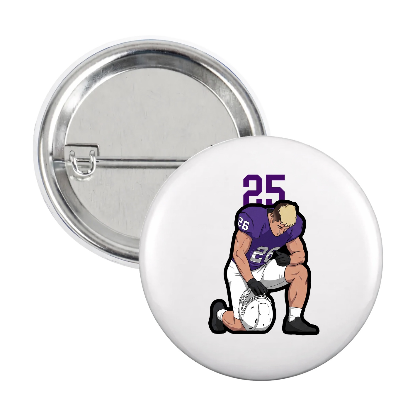 Game Day Button — Number Top in White