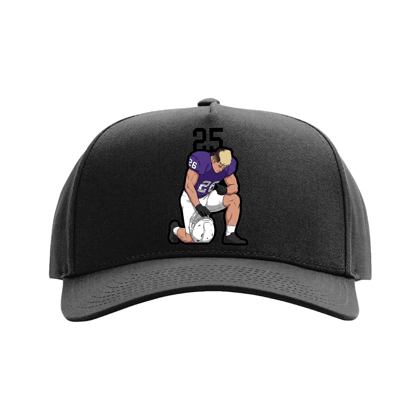Full Fabric Five-Panel Champ Cap — Number Top in Black