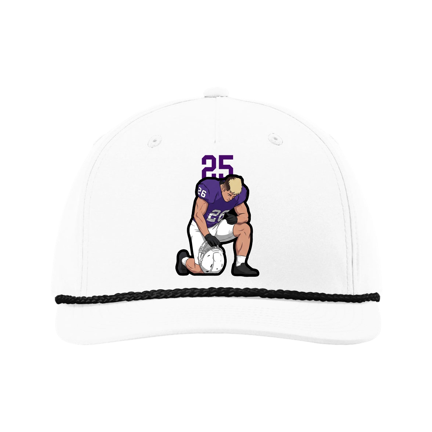 Five-Panel Classic Rope Cap — Number Top in White