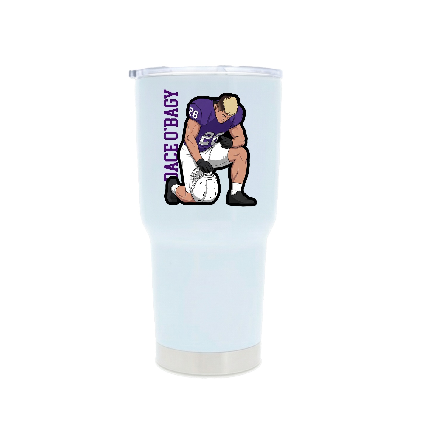 30oz Stainless Steel Tumbler — Name Vertical in White