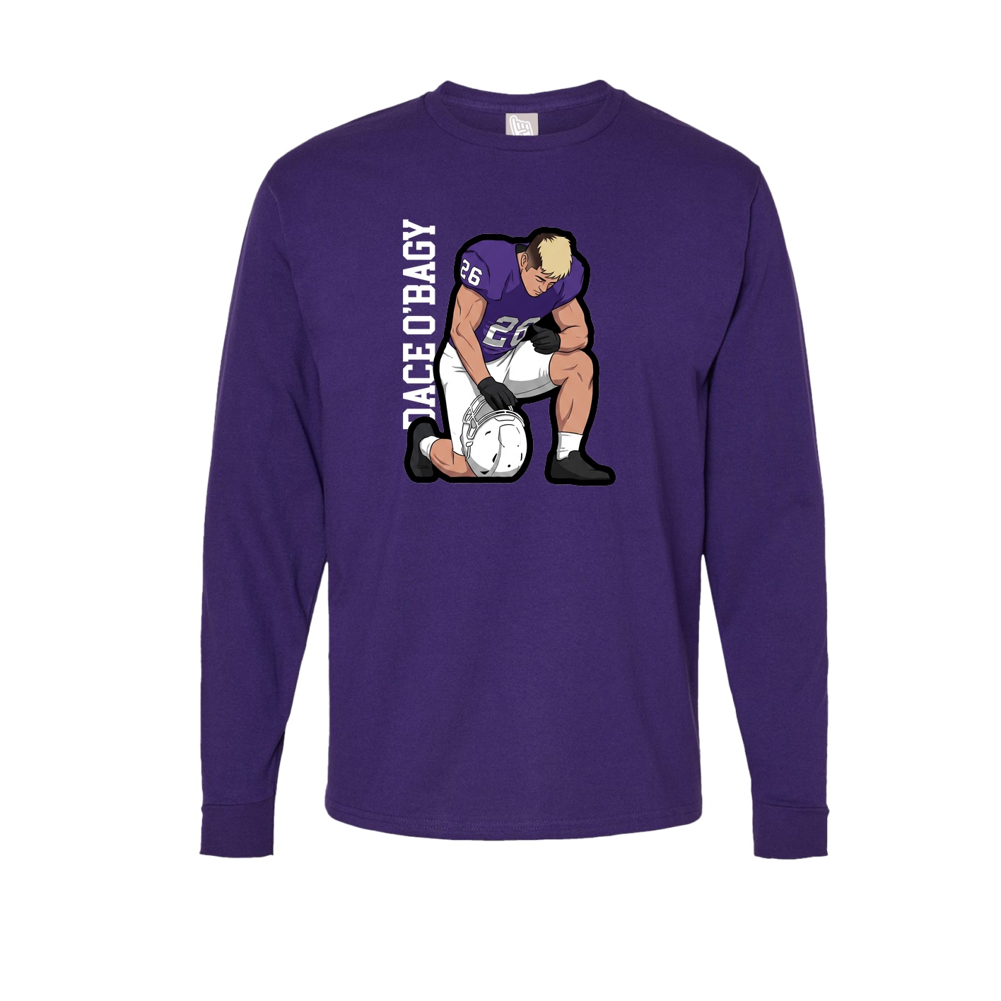 Long Sleeve Tee — Name Vertical in Purple