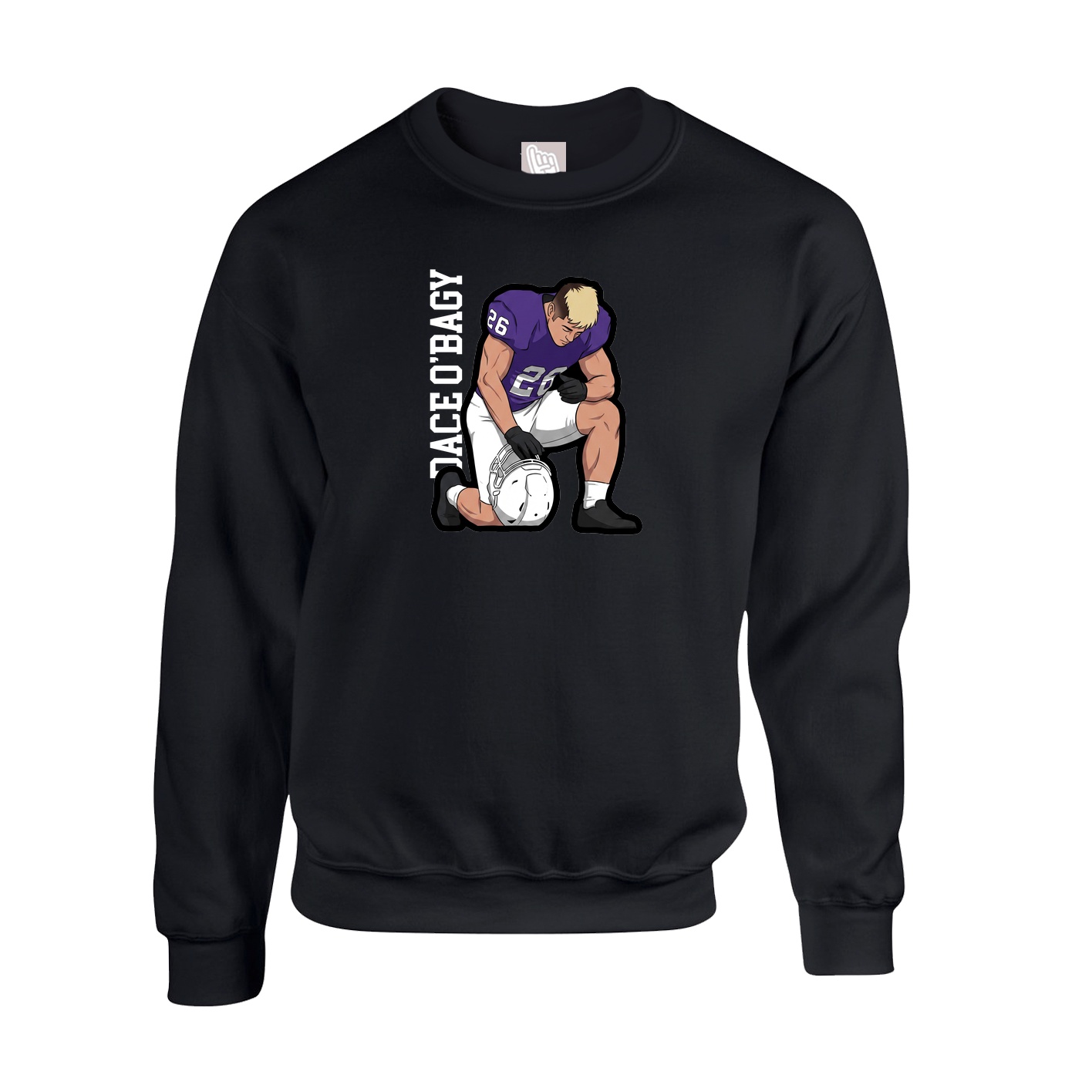 Fleece Crew — Name Vertical in Black