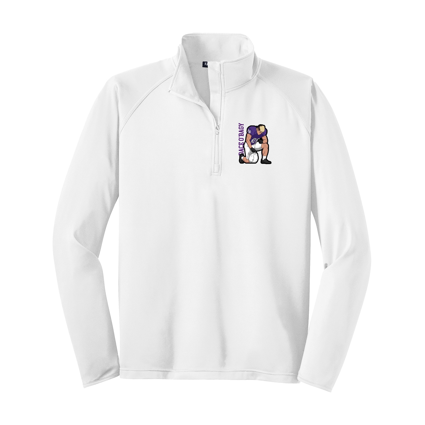 Q-Zip Pullover — Name Vertical in White